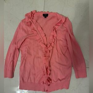 Talbots Coral Ruffle Cardigan Sweater